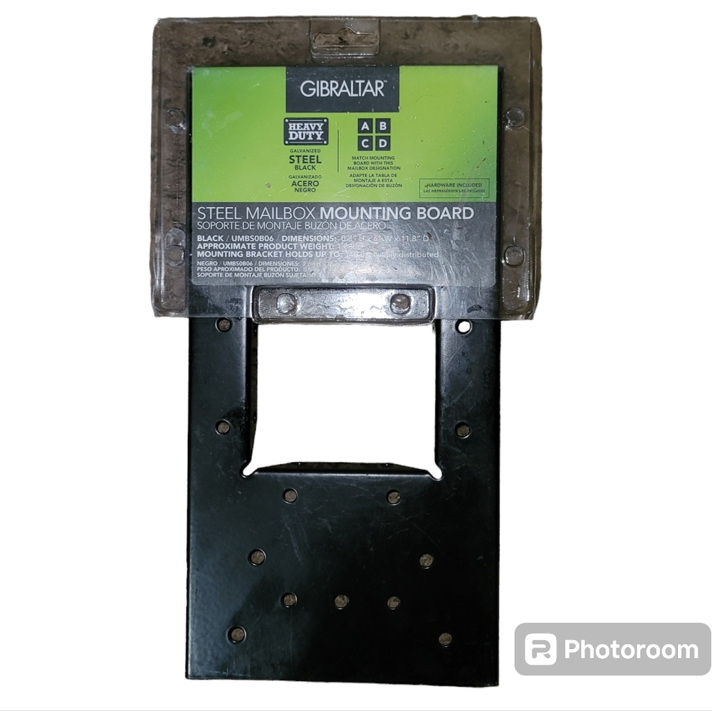 Gibraltar Black Galvanized Steel Mailbox Mounting Board Heavy Duty New in Pkg